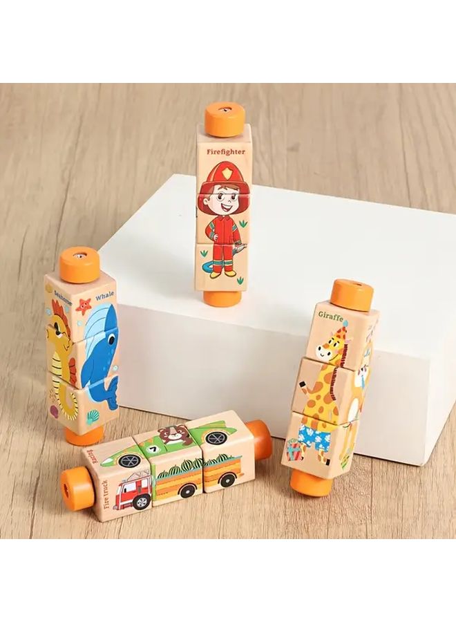 Ocean Style Rotating Wooden Building Blocks For Hand Eye Coordination Motor Skills Christmas Gift - Image 3
